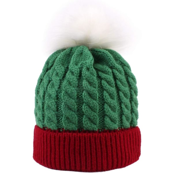 Jouluinen neulottu hattu baby, baby neulottu hattu lapsille, 0-3-vuotiaille tavallinen jouluinen lasten lämmin neulottu hattu (vihreä)