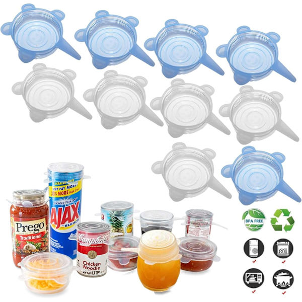 10-pack silikonburklock, silikonsträcklock för återanvändbara husdjur