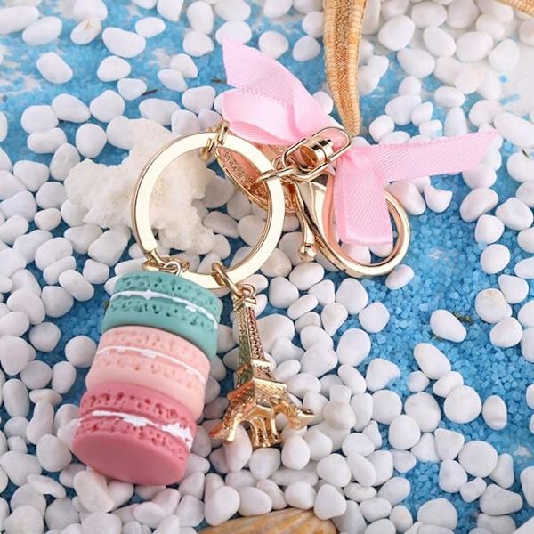Värikäs söpö macaron avaimenperä Eiffel-torni macaron-riipus käsilaukku