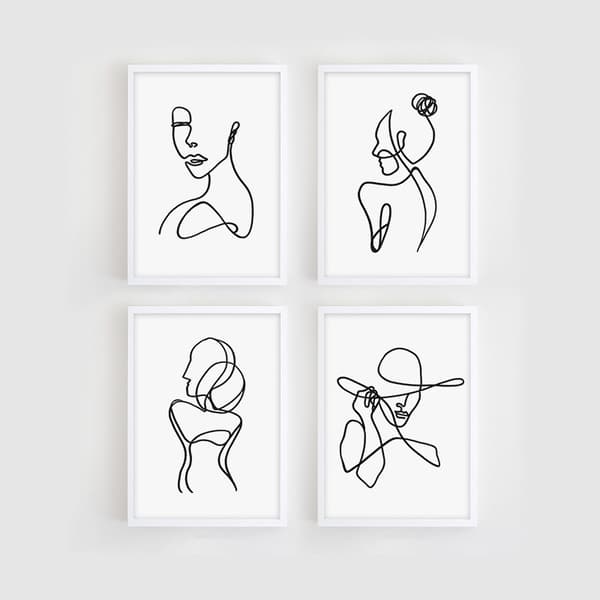 4 st roliga badrumsskyltar Canvas Prints och Posters Abstrakta linjer