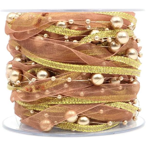 1kpl (Kultainen) Chiffon Tekohelmi Nauha