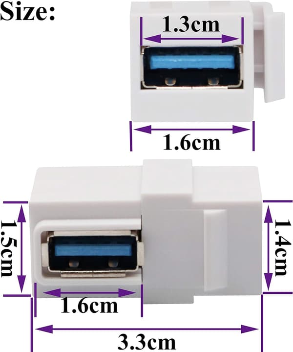 USB A 3.0 Keystone -liitin 90 asteen kulma USB 3.0 A naaras