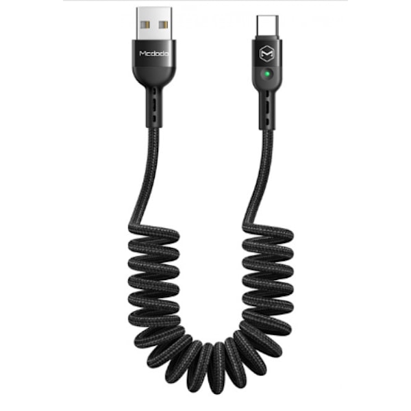 Spiralformet USB Type-C-kabel, USB-spolekabel, der kan trækkes tilbage, USB Type-C