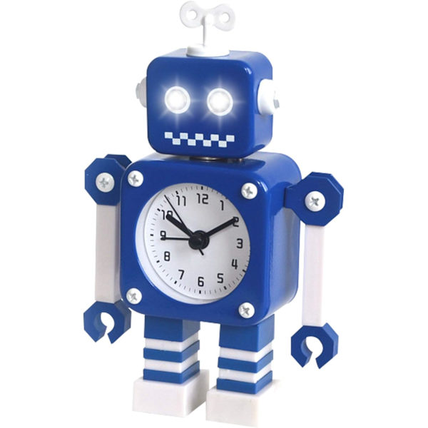 Robotväckarklocka, rostfritt metall tyst väckarklocka med blixt