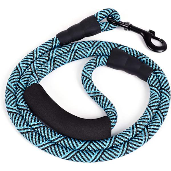 Nylon hundeklatreline med mykt håndtak - 1,5 m - Svart turkis