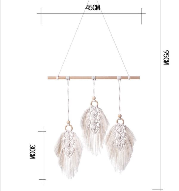 Macrame vægophæng Boheme Macrame Deco Macrame Feather Wall H