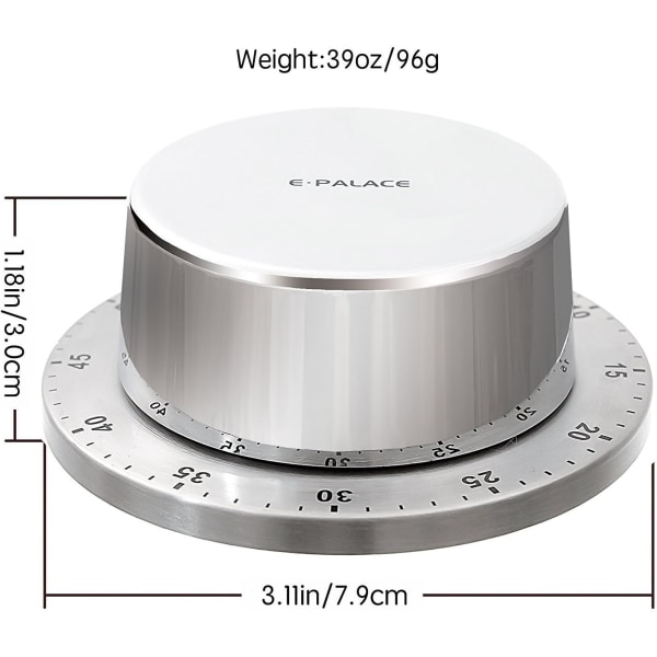 Kök Timer för Kök Silver Elektronisk Magnetisk 60 Minuter,