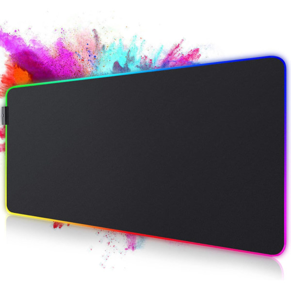 800 x 300 x 4 mm RGB Gaming-musematte, 9 LED-farger, 12 lys E