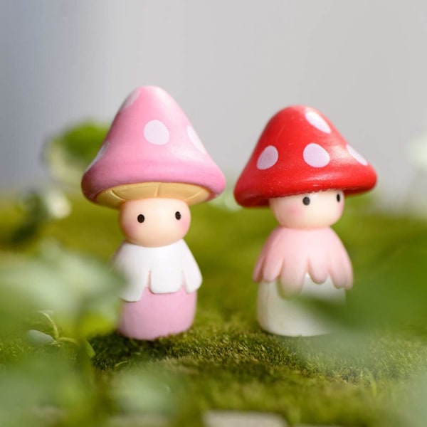 Fe-eventyrlig svampe dukke statue 4 stykke miniature eventyrhave miniatu