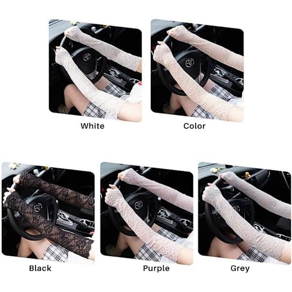 1 par Ice Silk Lace Sun Protection Sleeve Handsker Sommer Lace Thi