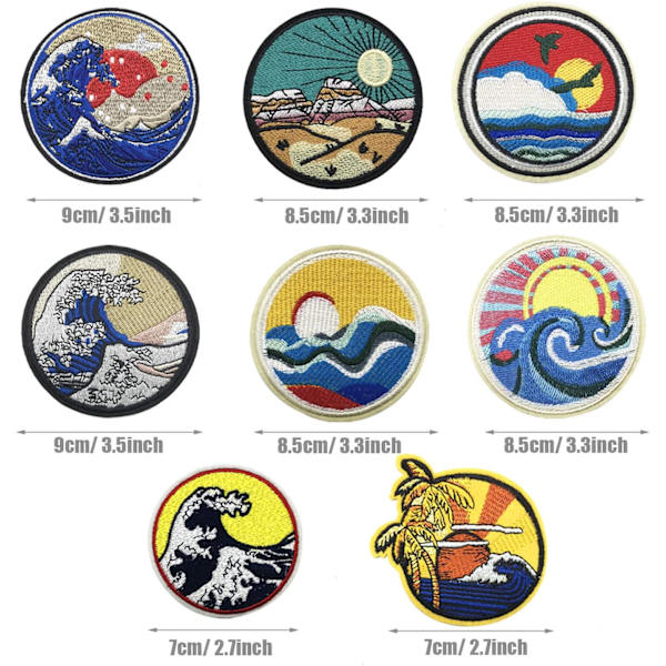 Iron-on Patch, 12 PCS Wave The Sunset Patch Sticker Iron-on Patch