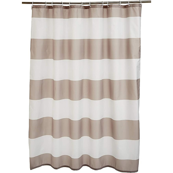 Trykt stof bruseforhæng 180 x 200 cm Taupe striber