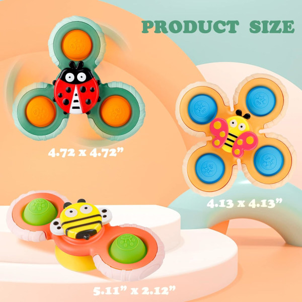 Sugkoppspinnarleksaker: 3st sensoriska leksaker för småbarn 1-3|Vind