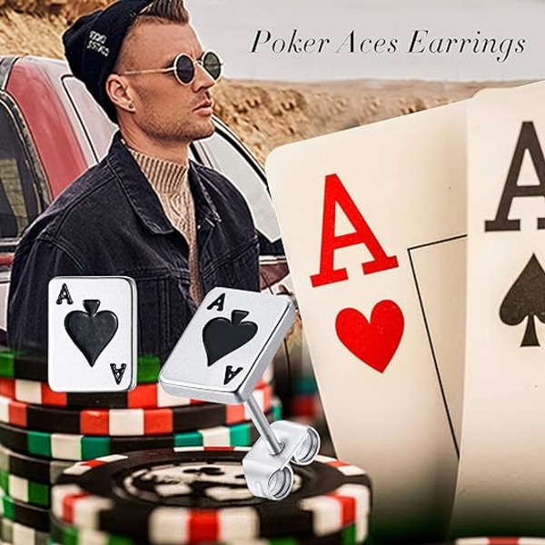 Unisex Poker Ess Studörhängen | Rostfritt Stål Ess i Spader P