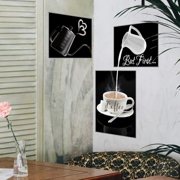 Kreativ interaktiv triptyk kafé väggdekaler te butik dekorat