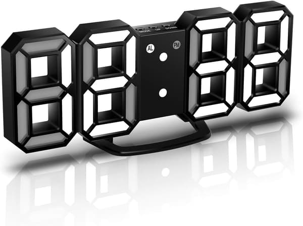 3D LED Digital Väggklocka, Digital Klocka, 3D LED Alarm