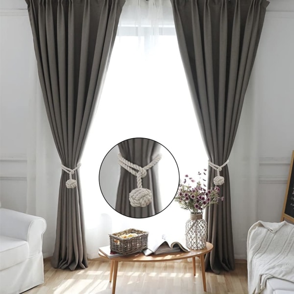 Beige Gardinbindere, 2 Stykker Gardinbindere, Håndstrikkede C