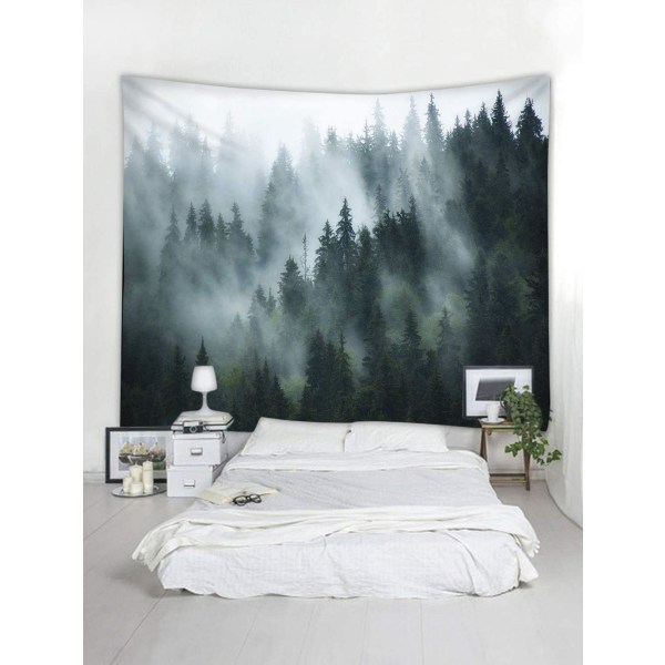 150 x 200 cm Tapisserie de forêt brumeuse, tapisserier murales à