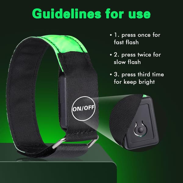 2-pack reflekterande LED-armband, uppladdningsbart reflekterande R