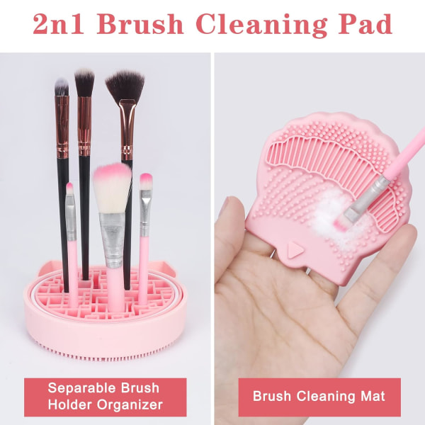 2 i 1 Makeup Brush Cleaner Mat med aftagelig børster