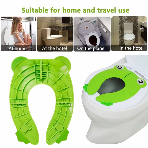 Pearl Rare Siège de toilette pour enfants, toilette de toilette pliable, siège de toilette de voyage portable, toilettes bébé, grenouille verte