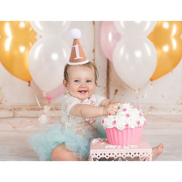 Baby Party Hat För Första Födelsedagen - Ullfilt Hantgjord 1:a Födelsedag