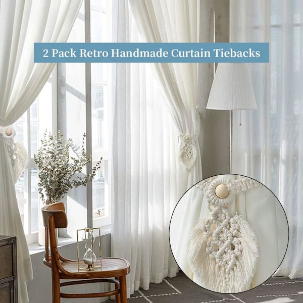 Gardinstop, 2 stk. Boheme-stil blad gardinstop C