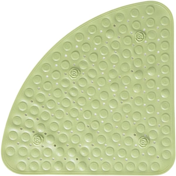 Sklisikker dusjmatte for badekar, 55x 55 cm, trekantmønster, med avløpshull for dusj eller badekar, PVC, sklisikker badematte (grønn)