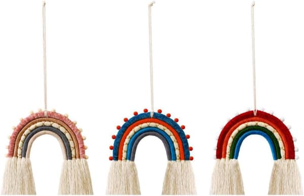Vävd dekorativ väggbonad, regnbågsvävd väggbonad, Macrame Rai