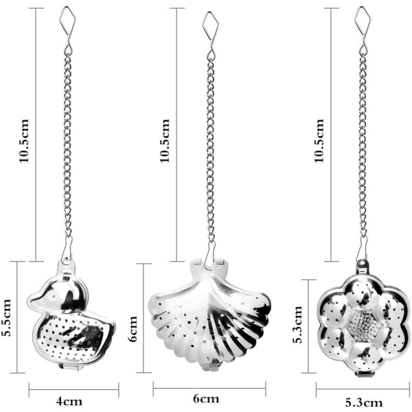 Rustfrit stål te-infusere, 6 stk. te-infusere, te-infusere med