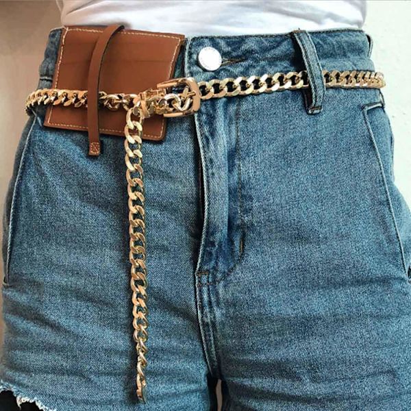 Boho magekjede gull metallbelte magekjede chunky mageledd Wai