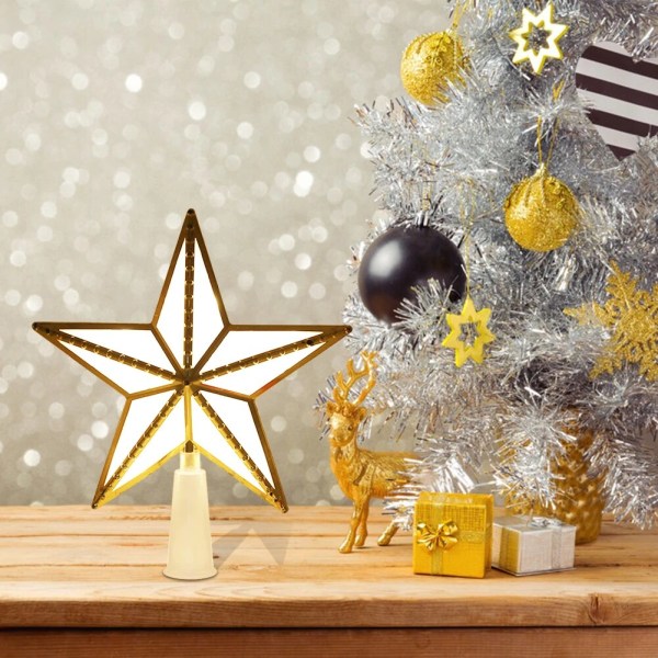 Christmas Tree Topper Stars LED Light 3D Glitter Star Christmas O