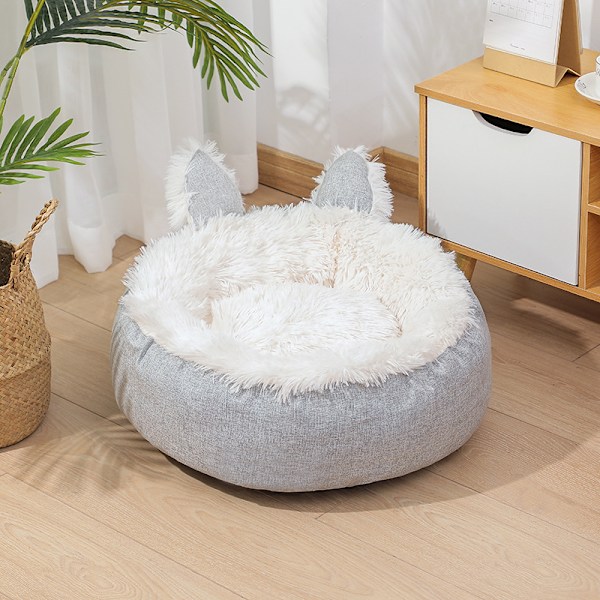 Lemmikkipeti, pehmeä kissanpeti, pyöreä koiranpeti, pehmeä peti, koko 35 cm, lemmikkieläinten peti nukkumiseen ja lepäämiseen talvella (sininen)