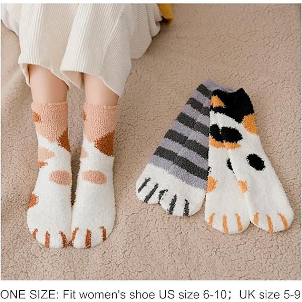 6 par luddiga sängsockor för kvinnor, mysiga och fluffiga vintersockor