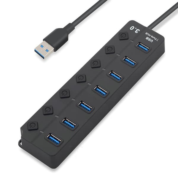 USB 3.0 -hubi - 7-porttinen musta