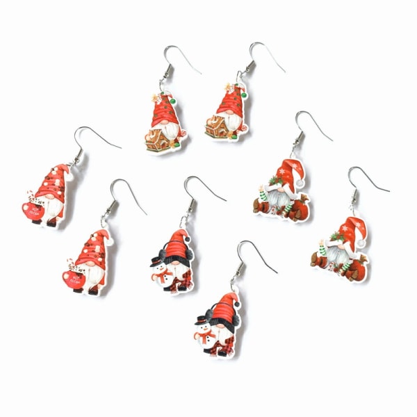 4 par Cartoon Resin Jultomte Gnome Candy House Christmas Ear