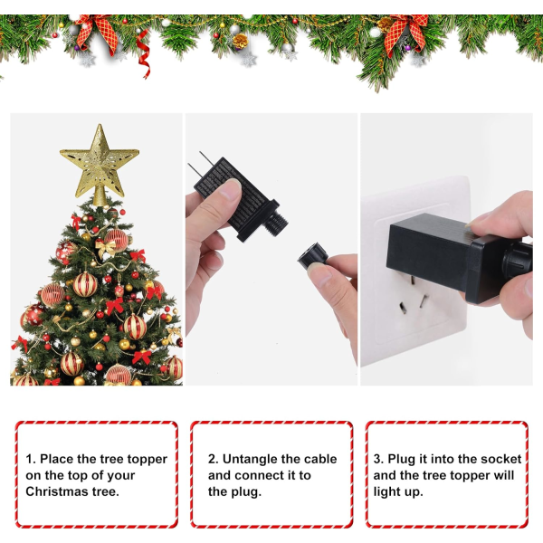 Christmas Tree Topper, Christmas Tree Star med LED Snowflake Pro