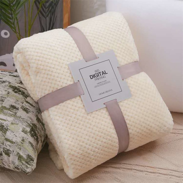 Ensfarvet ananasgitter nap tæppe koral fleece tæppe knæ tæppe husholdning flannel tæppe (150 * 200cm (Beige)