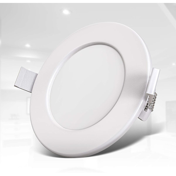 Sæt med 3 specielle dæmpbare badeværelsesspotlights, vand- og stænktætte, ultrafladt 6W LED-modul, varmt hvidt LED-downlight, ultrafladt rundt hul