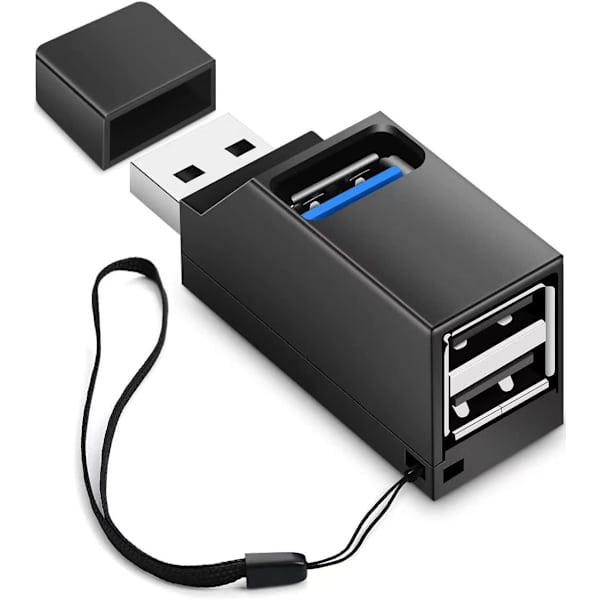 USB-keskitin Mini 3 porttia (1 kpl USB 3.0) Musta
