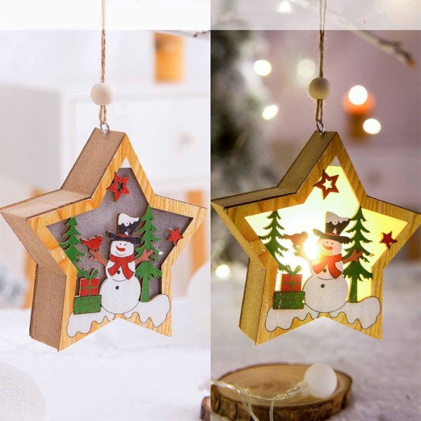 Christmas Fairy Lights Santa Claus Fairy Lights Juletrepynt dekorasjon 2 stykker trependellys (B)