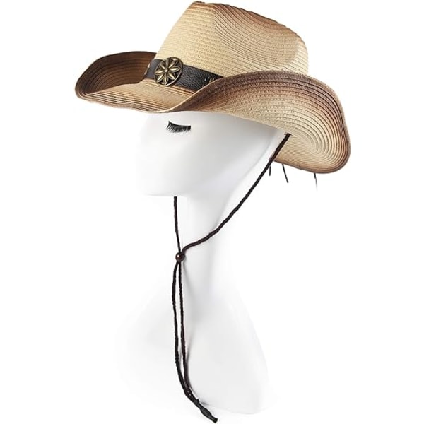 Voksen Sun Straw Kvinner Menn Cowgirl Western Cowboy Hat Colored，Ris
