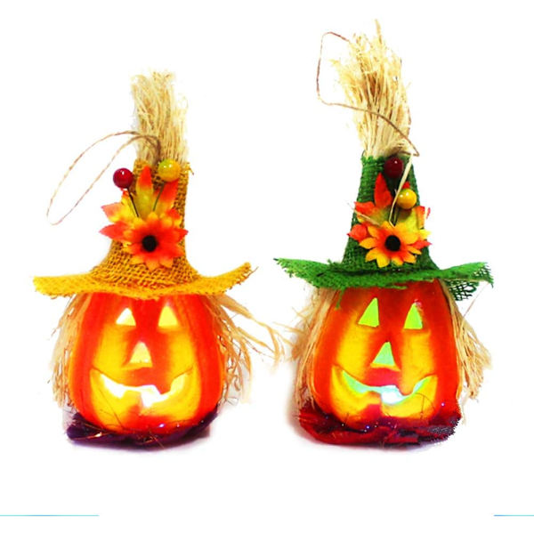 Sæt med 2 Halloween dekorative glitter skum Jack Pumpkin Lanterns,