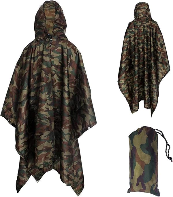 3-i-1 Extra-lång Multifunktionell Regnponcho, Unisex Regnrock, T