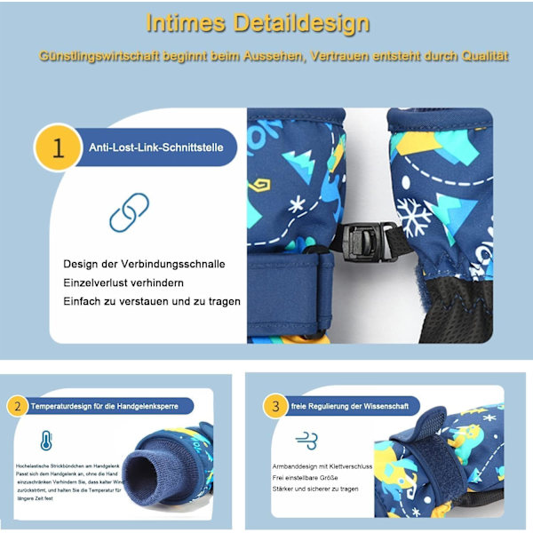 1 par (Indigo) 9-13 år barneskihansker vintervarme votter for