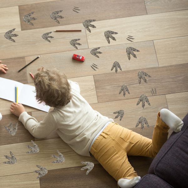 Dinosaur fotspår golvdekal självhäftande PVC väggdekal G