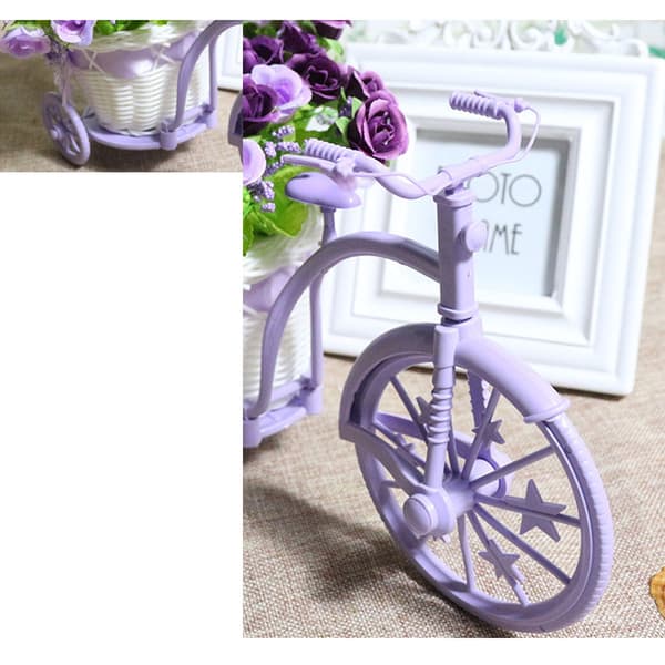 Nostalgisk sykkel kunstig blomstdekor planteholder (lilla)