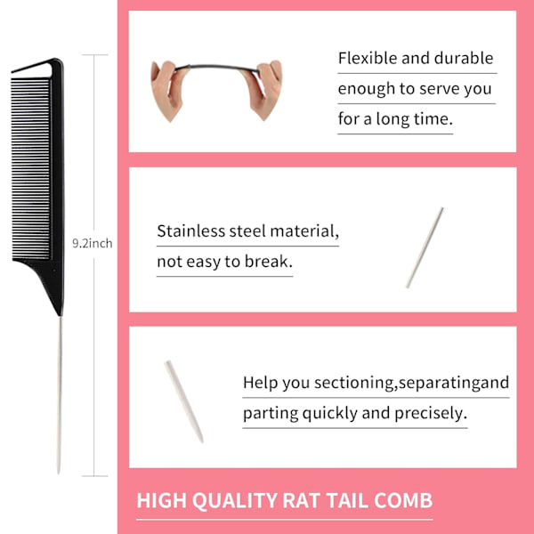3-osainen hiusharjasarja Provocative Hairbrush Mouse Tail Comb Edge
