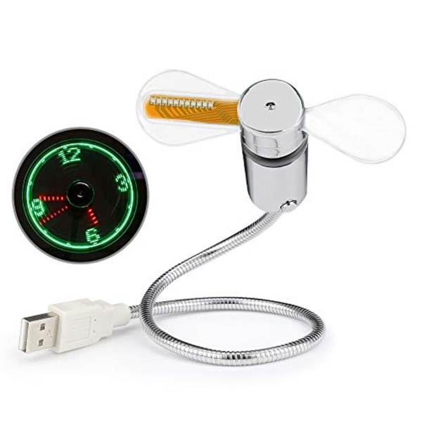 USB True Clock LED-vifteklokkevifte+temperatur 2-i-1