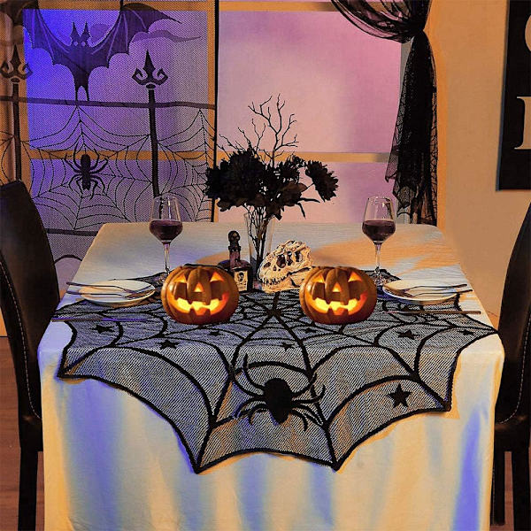 Halloween Spetsdukar, Spindelnät Bordsdukar 100% Polyester